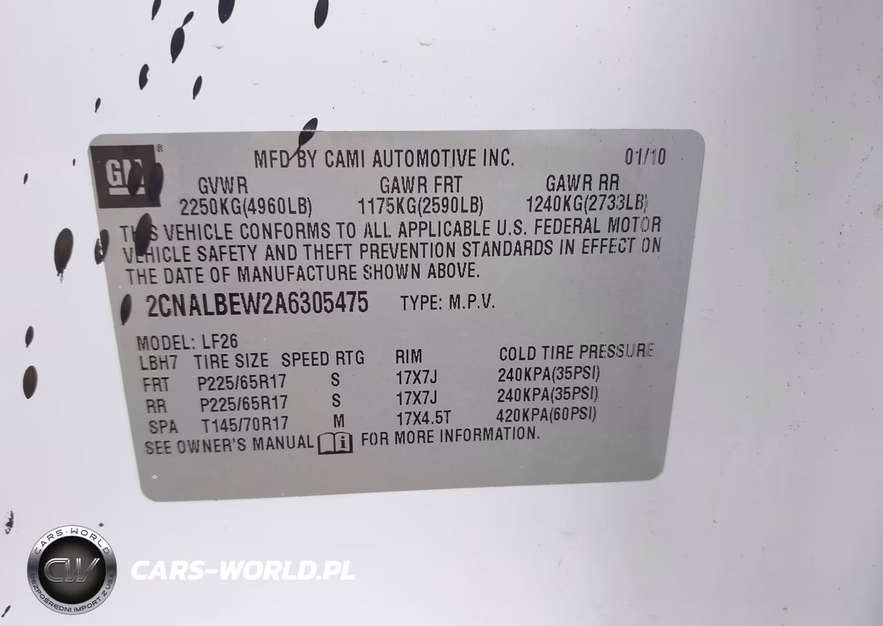 2010 Chevrolet Equinox Ls VIN:2CNALBEW2A6305475 - 9