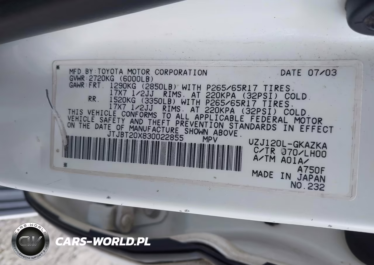 2003 Lexus Gx 470 VIN:JTJBT20X830022855 - 9