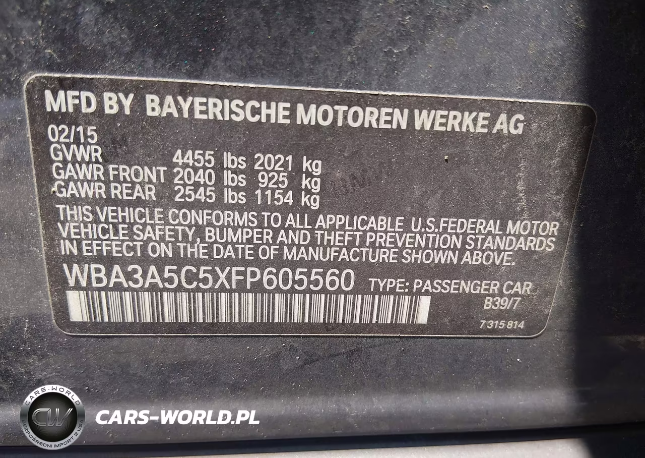 2015 BMW 328I VIN:WBA3A5C5XFP605560 - 9