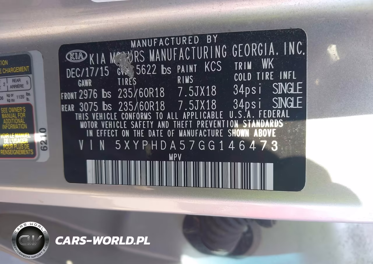2016 Kia Sorento 3.3L Ex VIN:5XYPHDA57GG146473 - 9