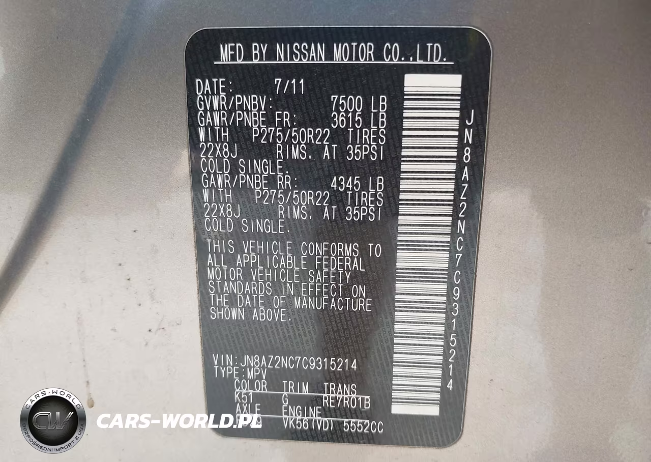2012 Infiniti Qx56 VIN:JN8AZ2NC7C9315214 - 9