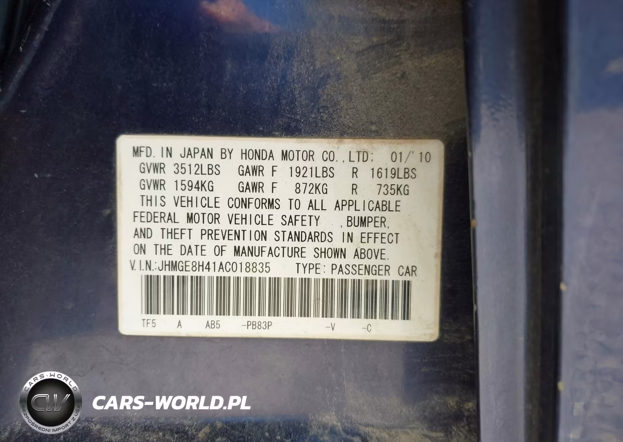 2010 Honda Fit VIN:JHMGE8H41AC018835 - 9