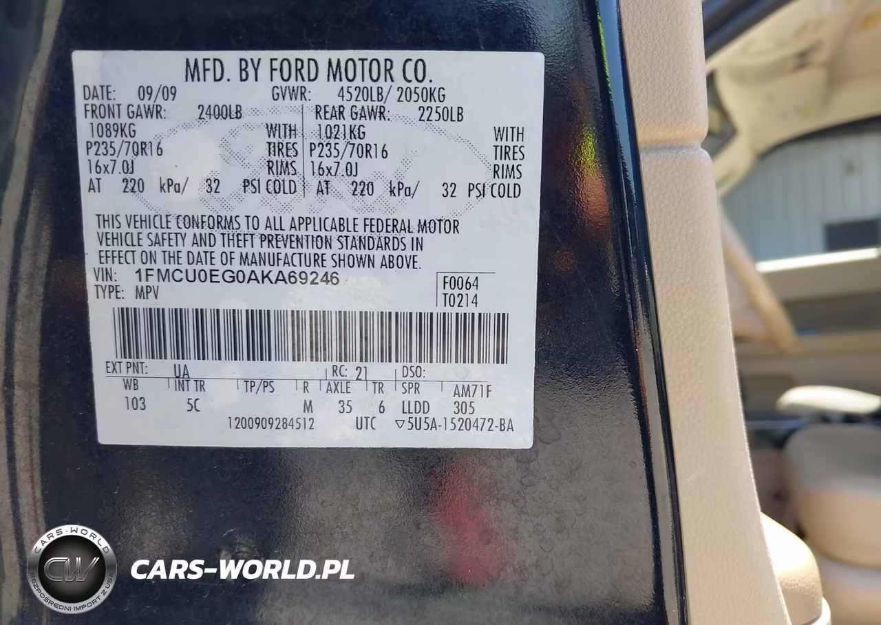 2010 Ford Escape Limited VIN:1FMCU0EG0AKA69246 - 9