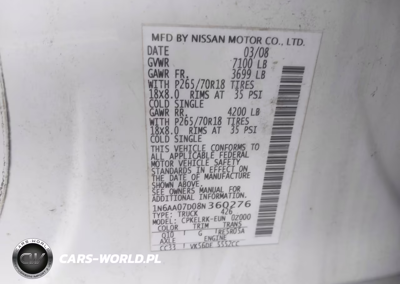 2008 Nissan Titan Se-Xe VIN:1N6AA07D08N360276 - 9