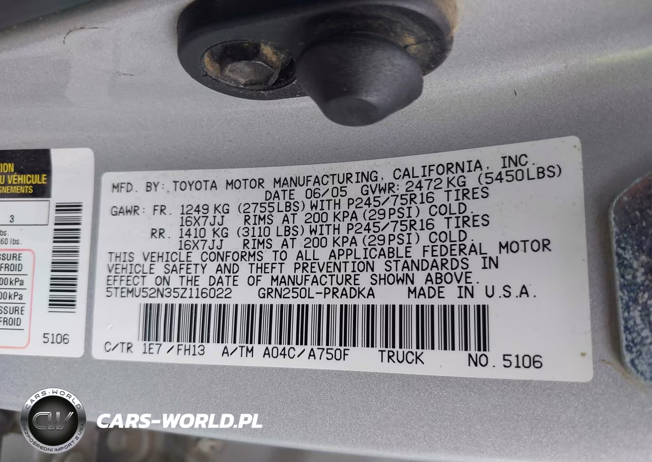 2005 Toyota Tacoma Base V6 VIN:5TEMU52N35Z116022 - 9