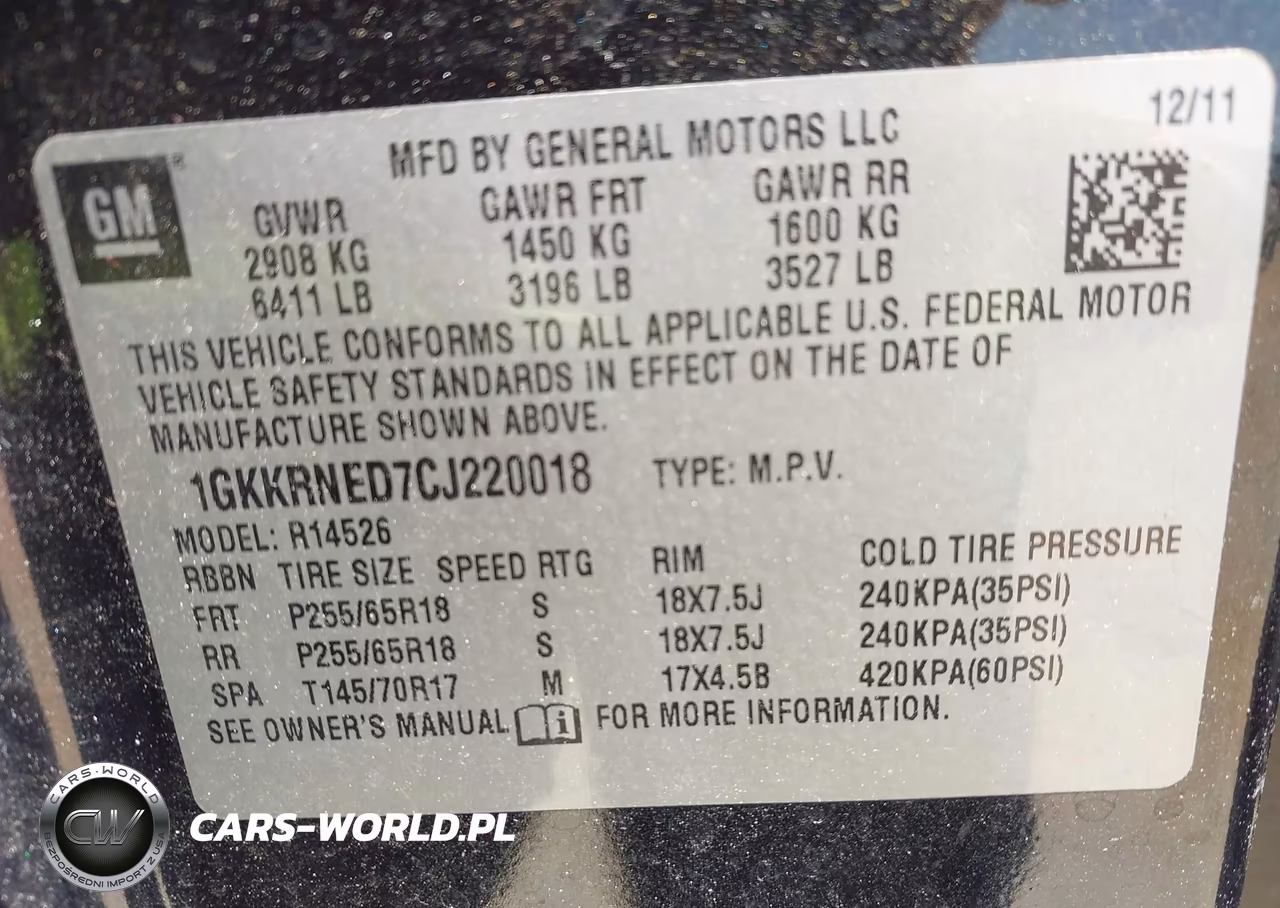 2012 GMC Acadia Sl VIN:1GKKRNED7CJ220018 - 9
