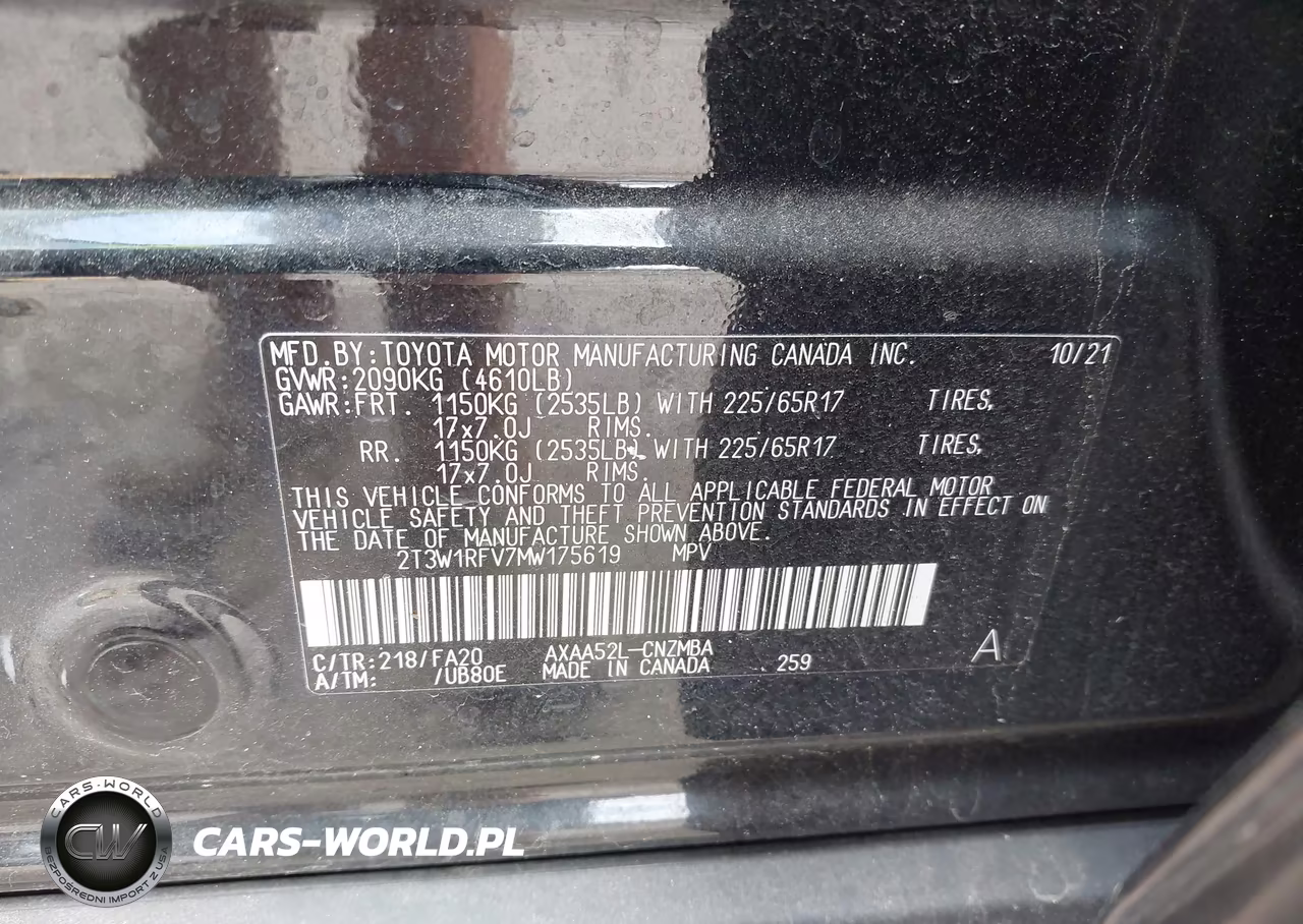 2021 Toyota Rav4 Xle VIN:2T3W1RFV7MW175619 - 9
