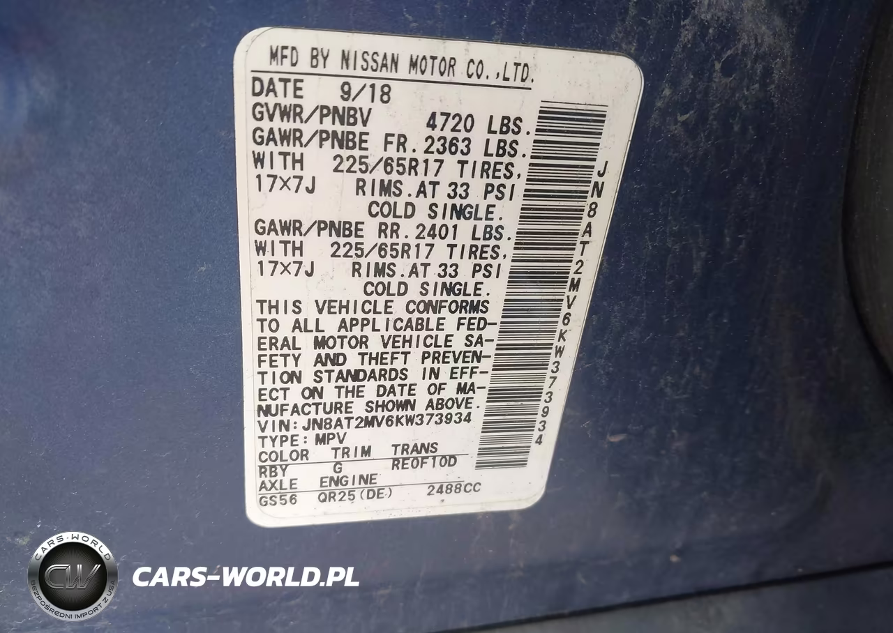 2019 Nissan Rogue Sv VIN:JN8AT2MV6KW373934 - 9