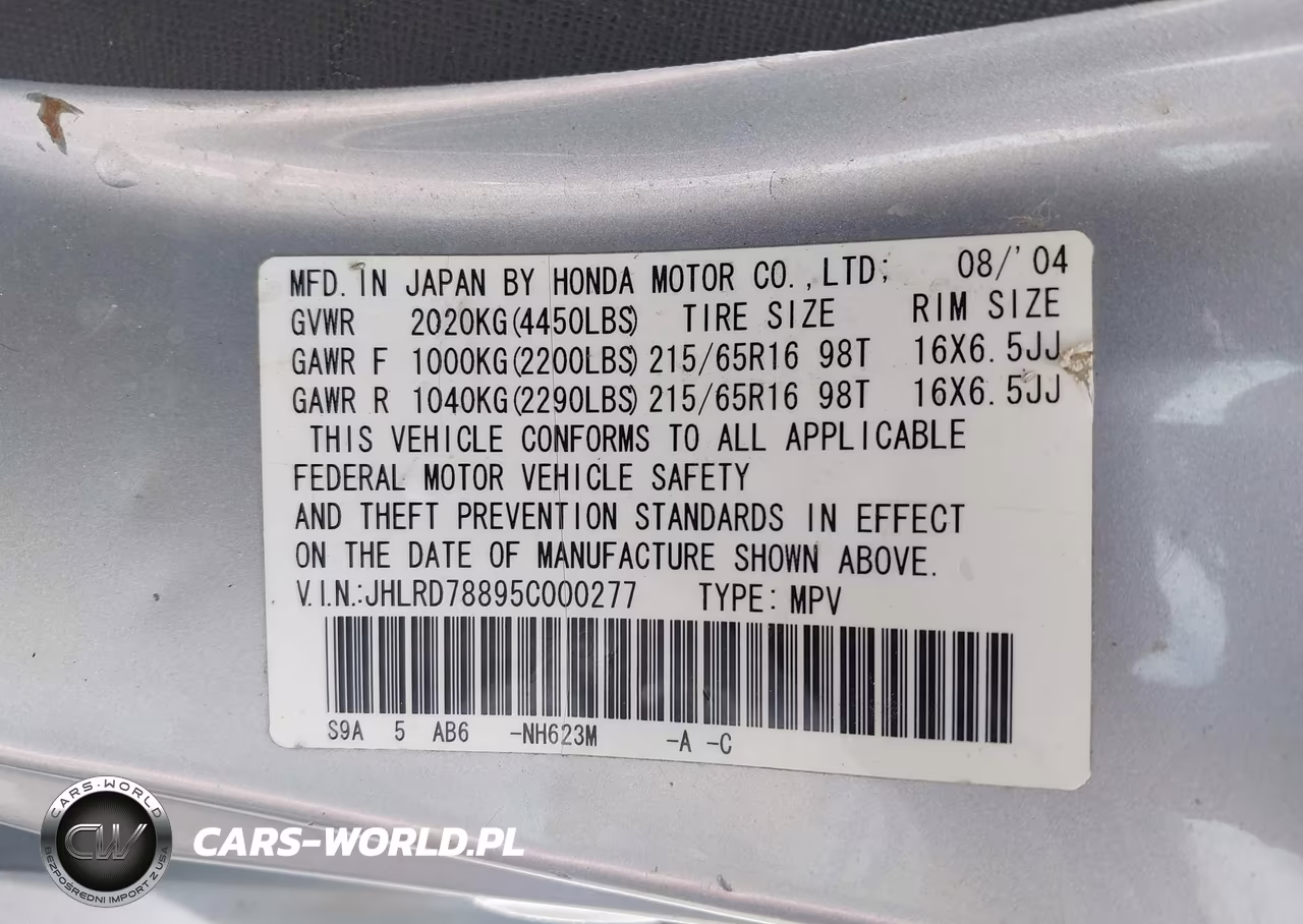 2005 Honda Cr-V Ex VIN:JHLRD78895C000277 - 9