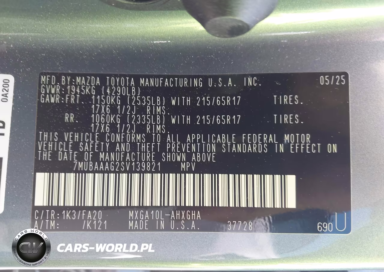 2025 Toyota Corolla Cross Le VIN:7MUBAAAG2SV139821 - 9