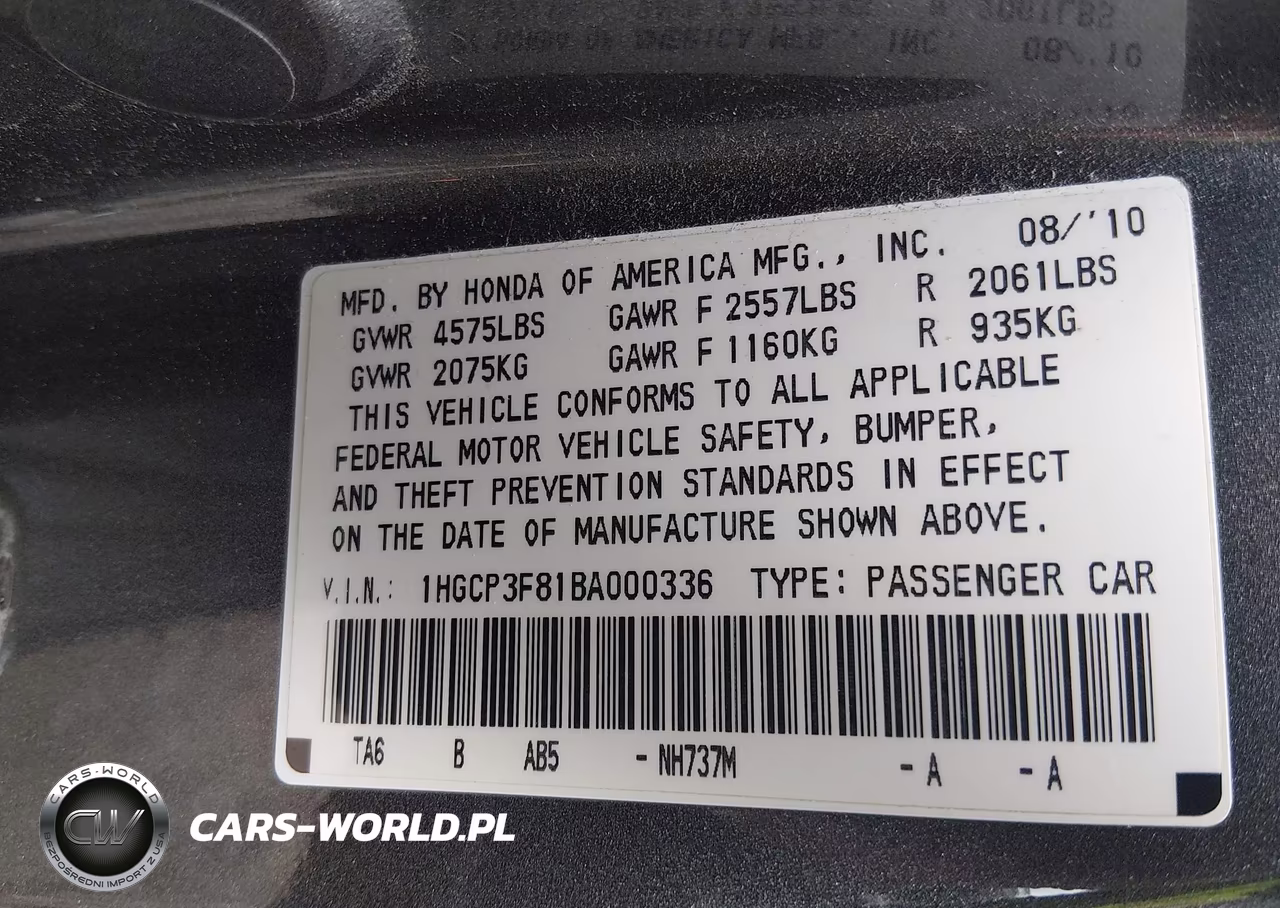 2011 Honda Accord 3.5 Ex-L VIN:1HGCP3F81BA000336 - 9