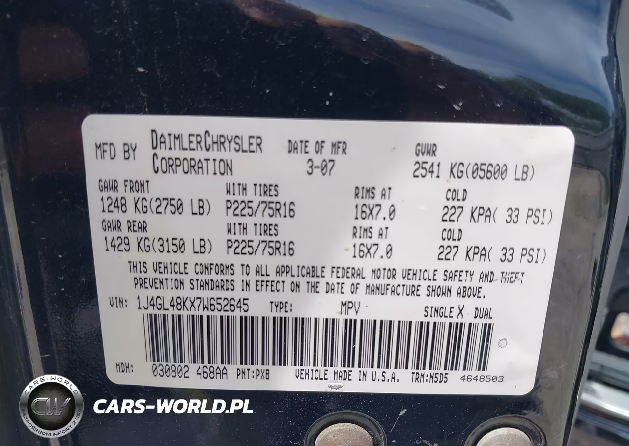 2007 Jeep Liberty Sport VIN:1J4GL48KX7W652645 - 9