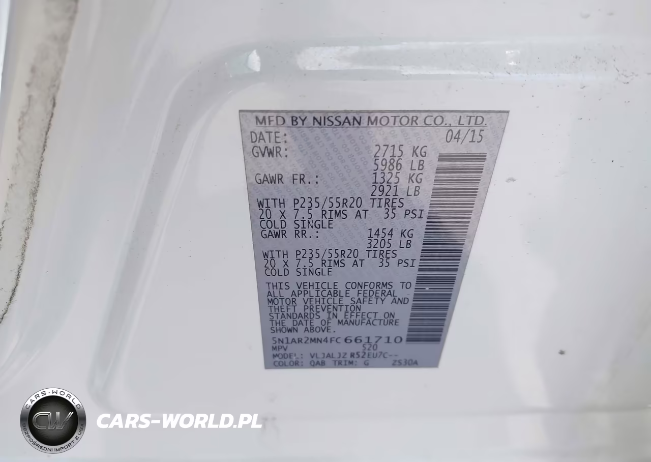 2015 Nissan Pathfinder Platinum VIN:5N1AR2MN4FC661710 - 9