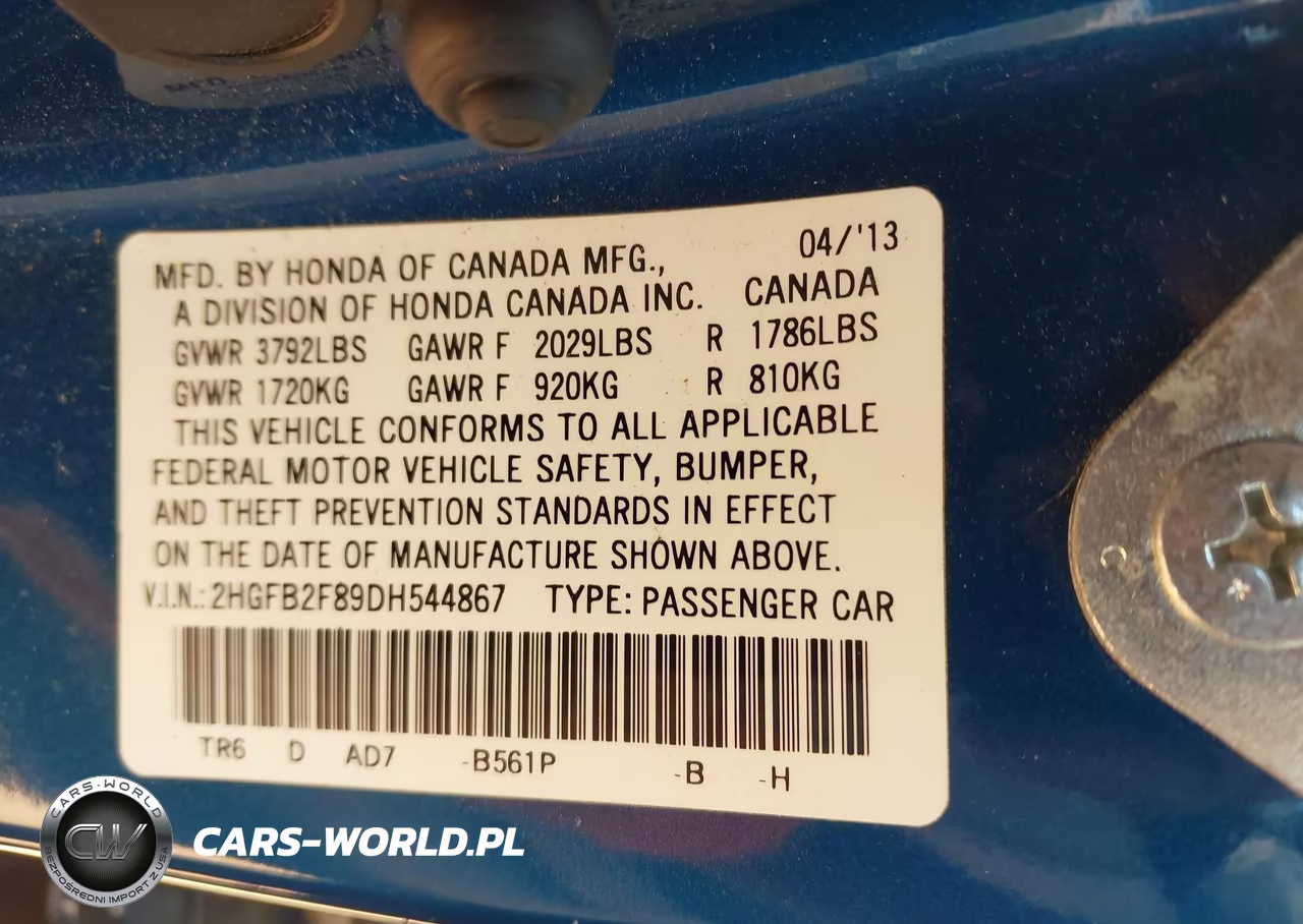 2013 Honda Civic Ex VIN:2HGFB2F89DH544867 - 9