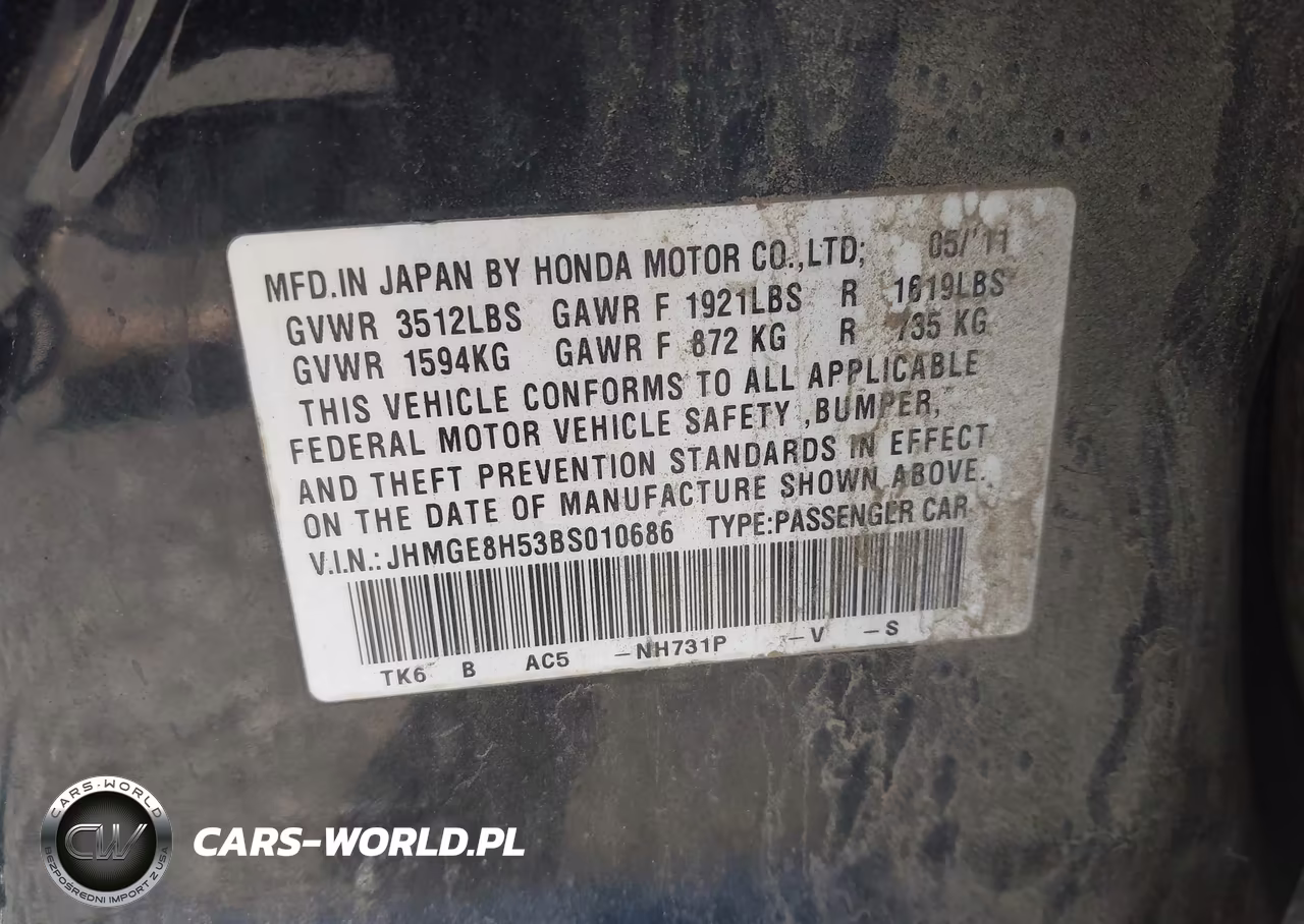 2011 Honda Fit Sport VIN:JHMGE8H53BS010686 - 9