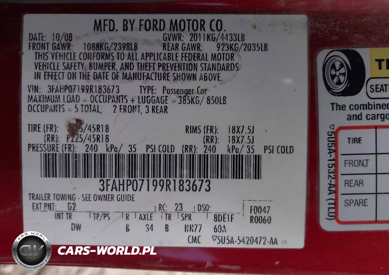 2009 Ford Fusion Se VIN:3FAHP07199R183673 - 9
