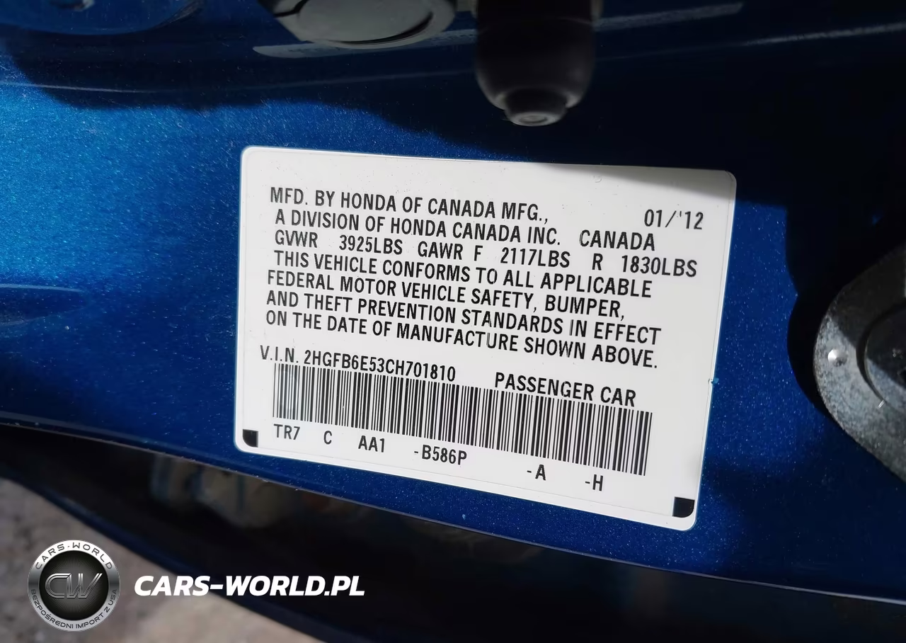 2012 Honda Civic Si VIN:2HGFB6E53CH701810 - 9