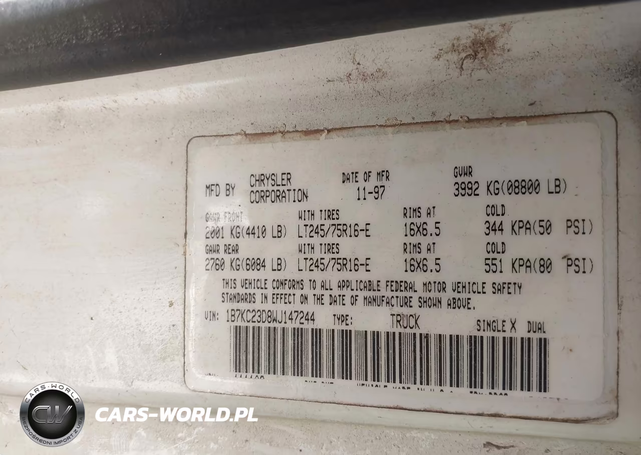 1998 Dodge Ram 2500 St VIN:1B7KC23D8WJ147244 - 9