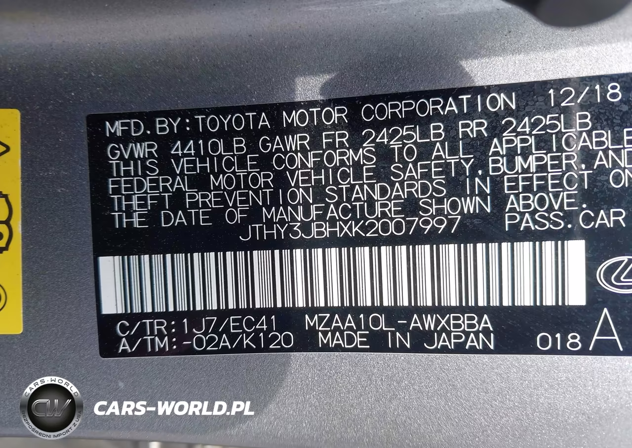 2019 Lexus Ux 200 VIN:JTHY3JBHXK2007997 - 9