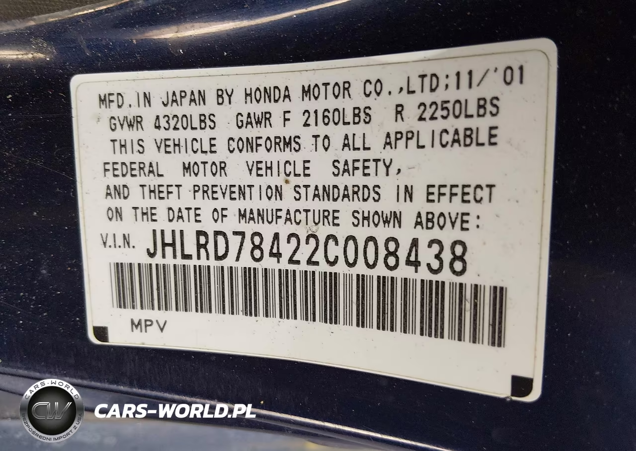 2002 Honda Cr-V Lx VIN:JHLRD78422C008438 - 8