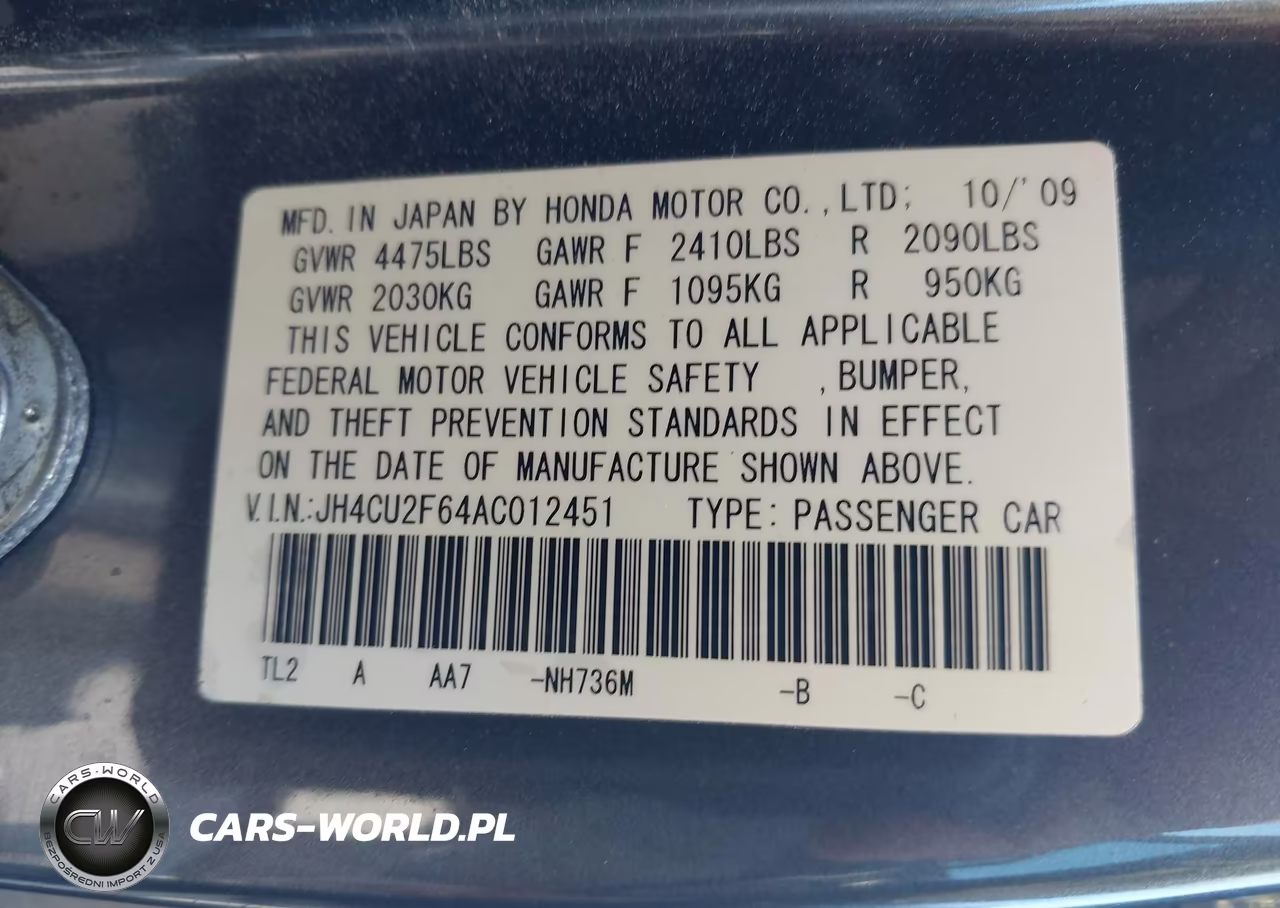 2010 Acura Tsx 2.4 VIN:JH4CU2F64AC012451 - 9