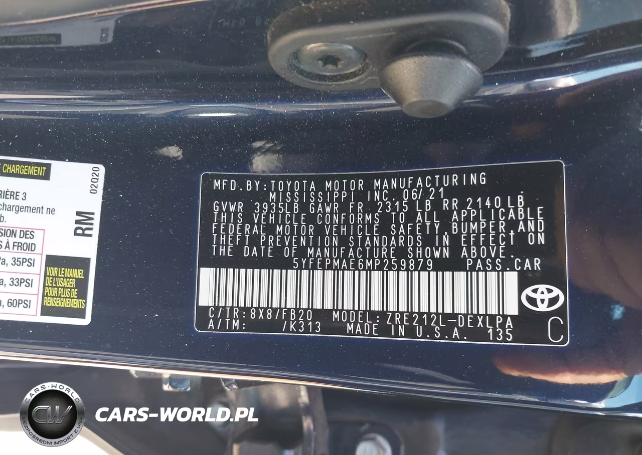 2021 Toyota Corolla Le VIN:5YFEPMAE6MP259879 - 9