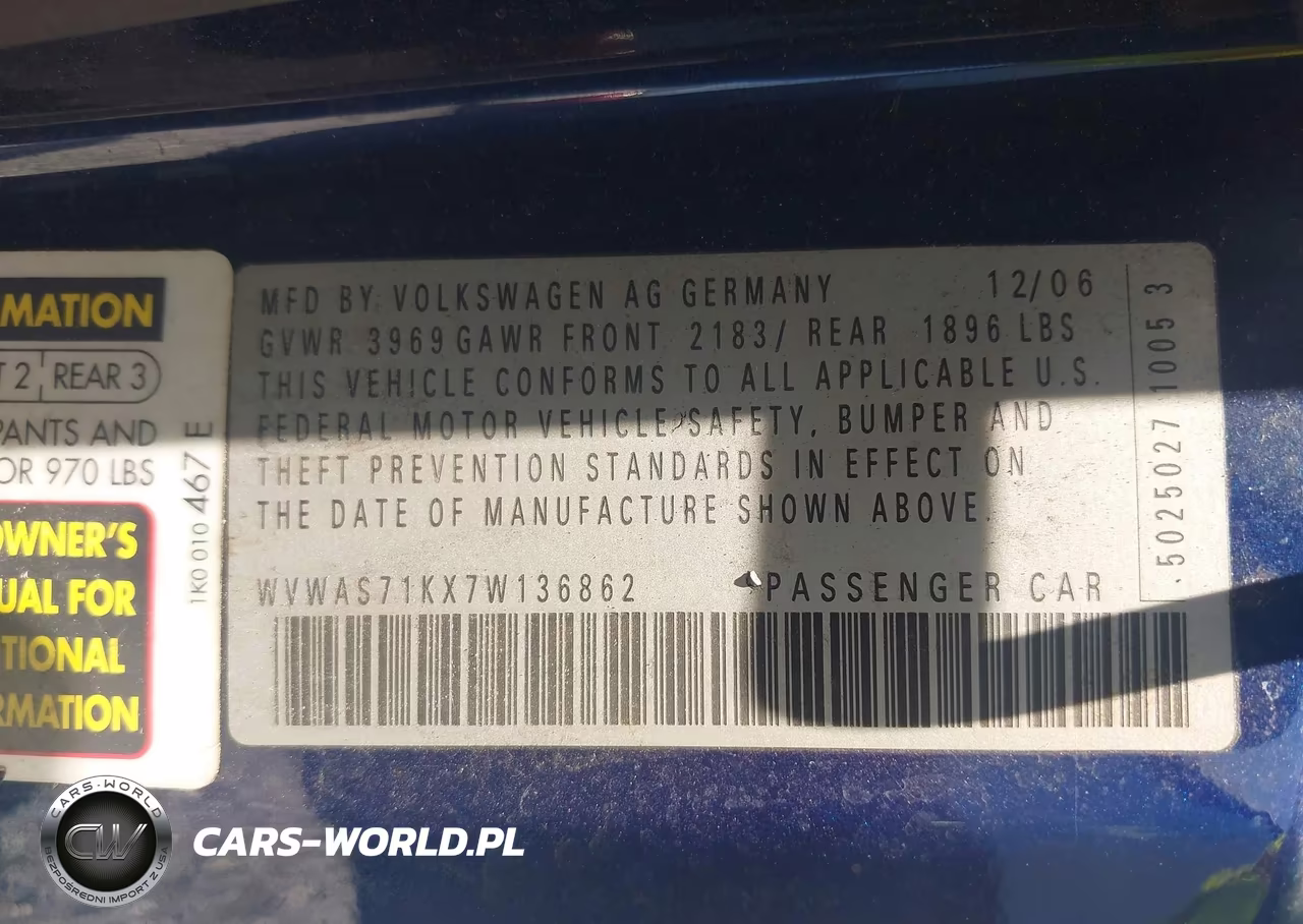 2007 Volkswagen Rabbit 2-Door VIN:WVWAS71KX7W136862 - 9
