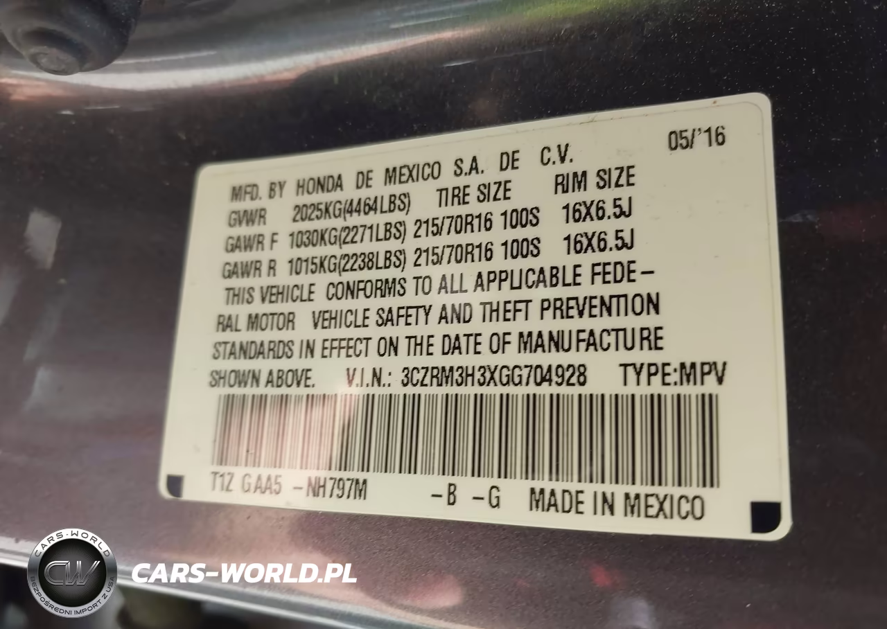 2016 Honda Cr-V Lx VIN:3CZRM3H3XGG704928 - 9