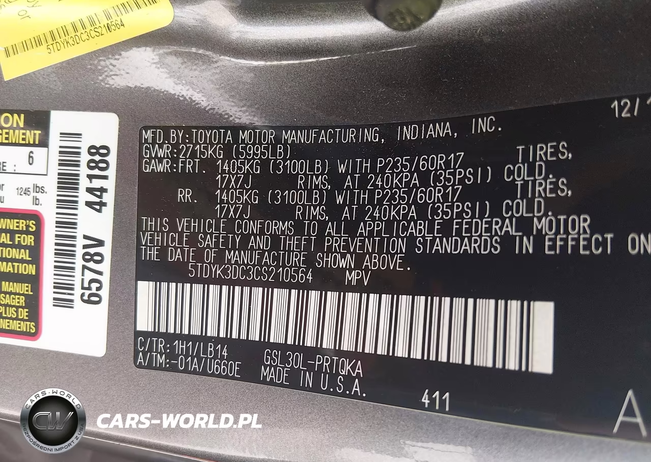 2012 Toyota Sienna Xle V6 8 Passenger VIN:5TDYK3DC3CS210564 - 9