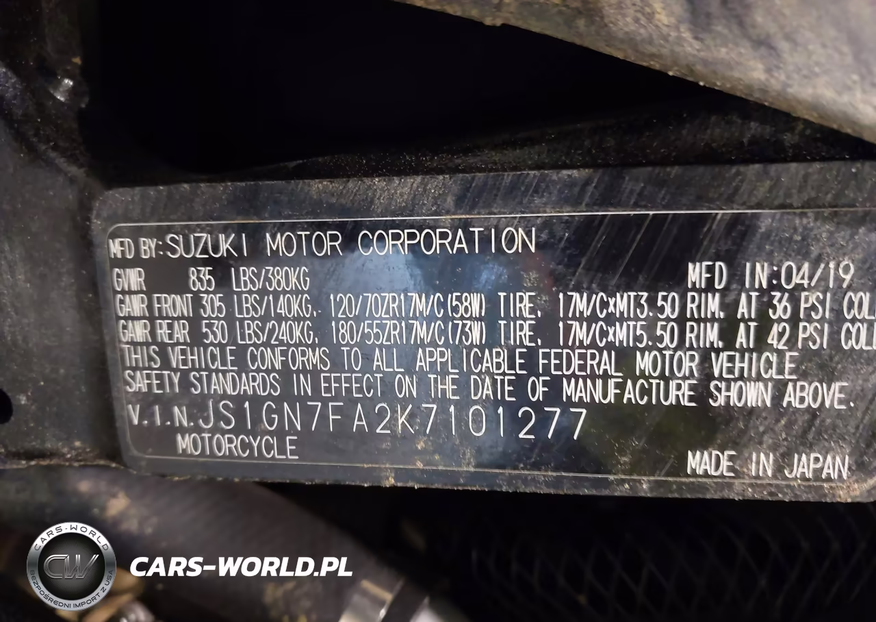 2019 Suzuki Gsx-R600 VIN:JS1GN7FA2K7101277 - 10