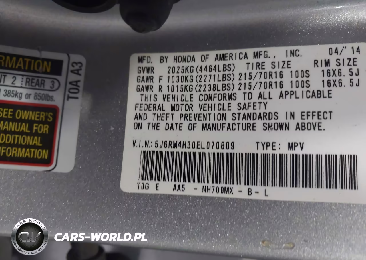 2014 Honda Cr-V Lx VIN:5J6RM4H30EL070809 - 9