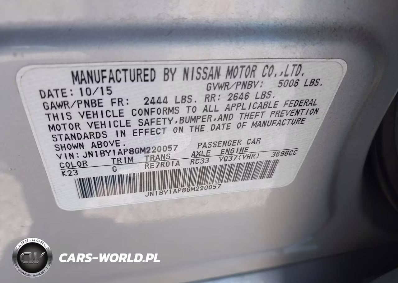 2016 Infiniti Q70 3.7 VIN:JN1BY1AP8GM220057 - 9