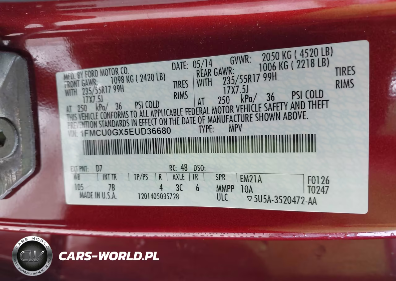 2014 Ford Escape Se VIN:1FMCU0GX5EUD36680 - 9