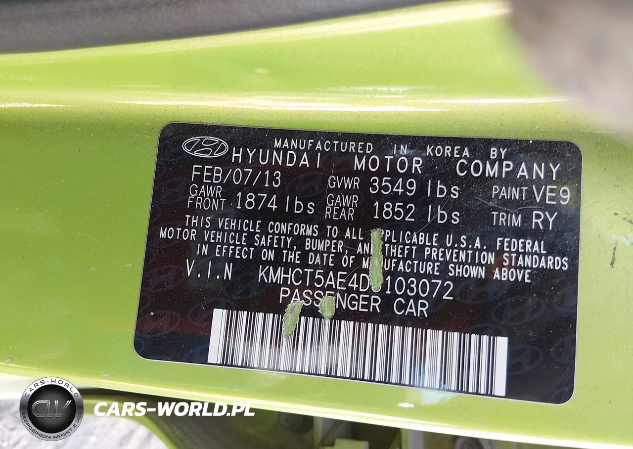 2013 Hyundai Accent Gs VIN:KMHCT5AE4DU103072 - 9