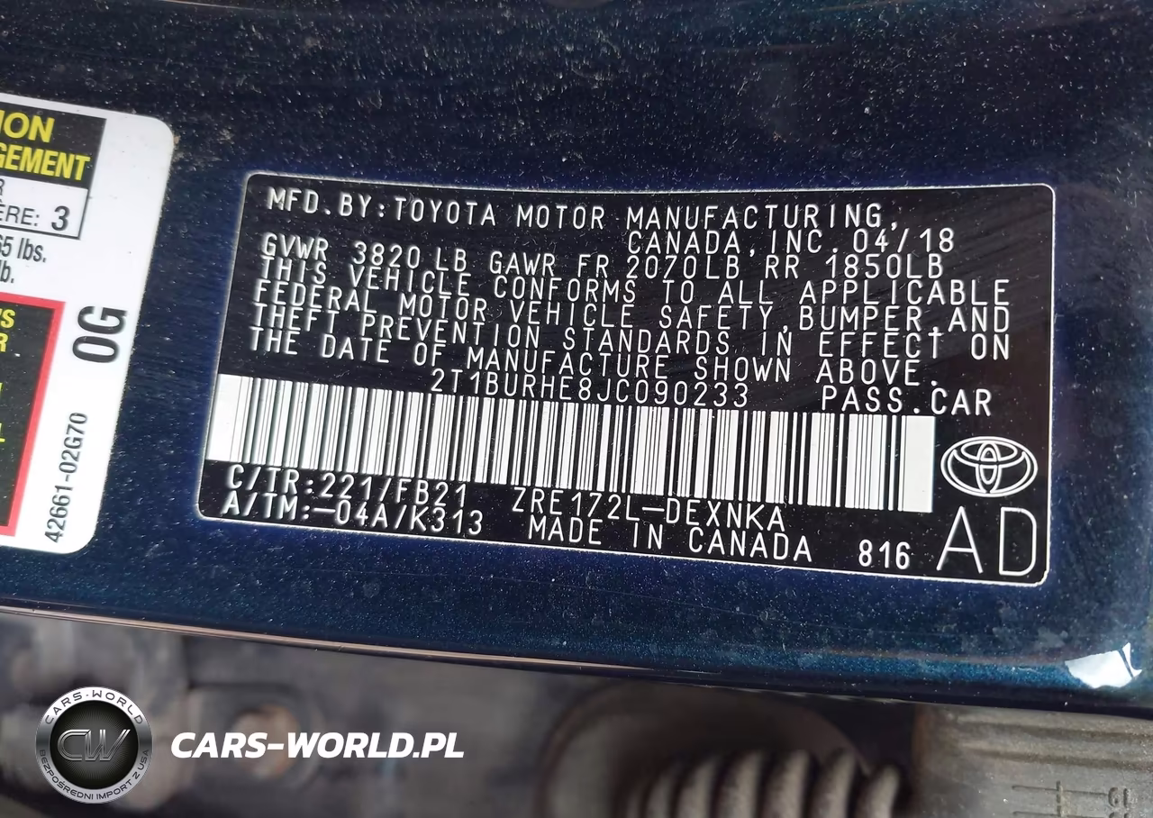 2018 Toyota Corolla Le VIN:2T1BURHE8JC090233 - 9