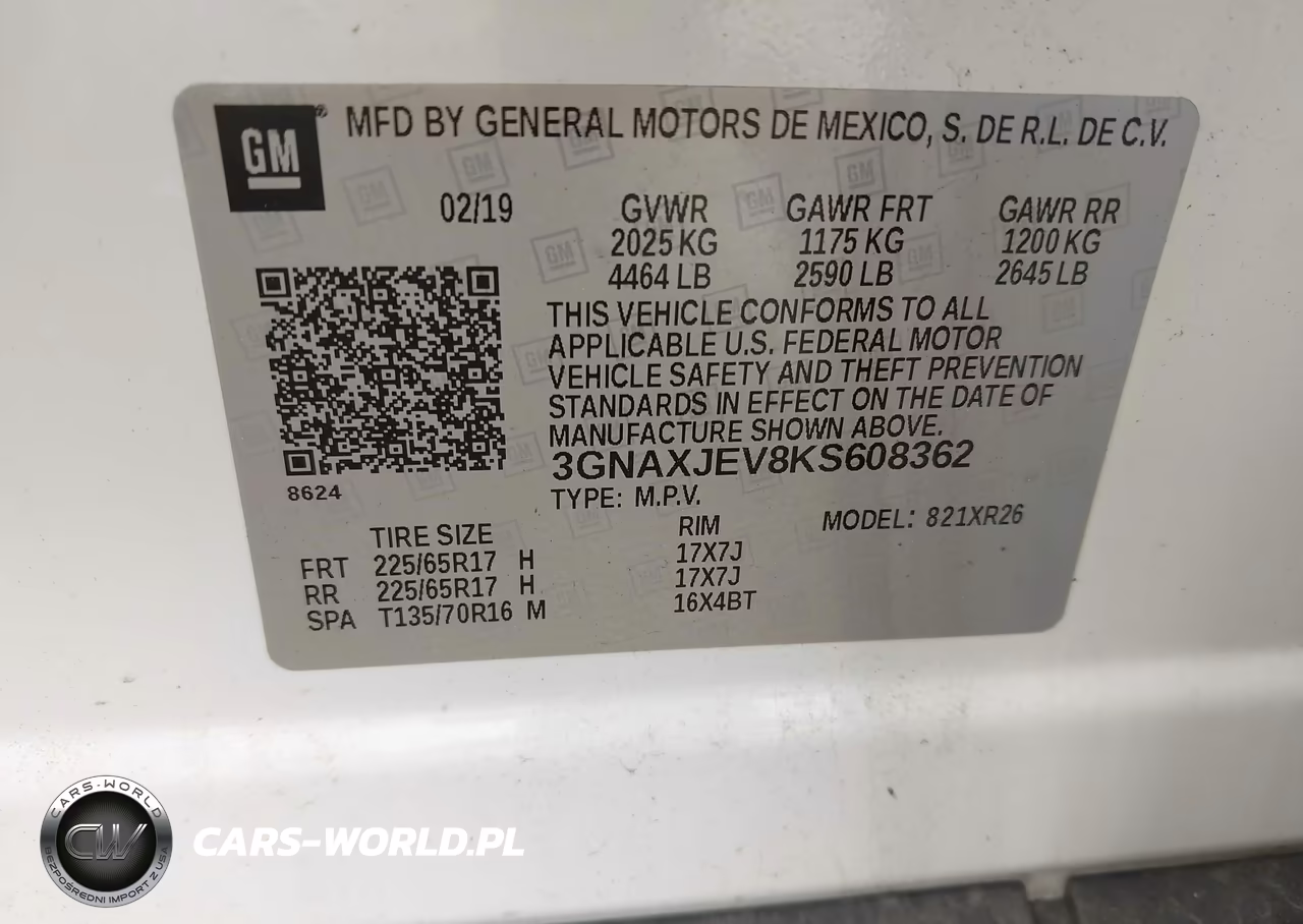 2019 Chevrolet Equinox Lt VIN:3GNAXJEV8KS608362 - 9