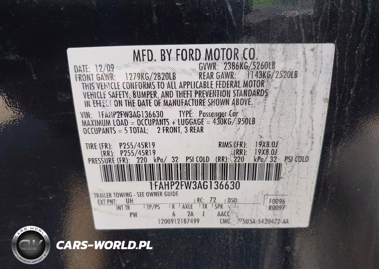 2010 Ford Taurus Limited VIN:1FAHP2FW3AG136630 - 9