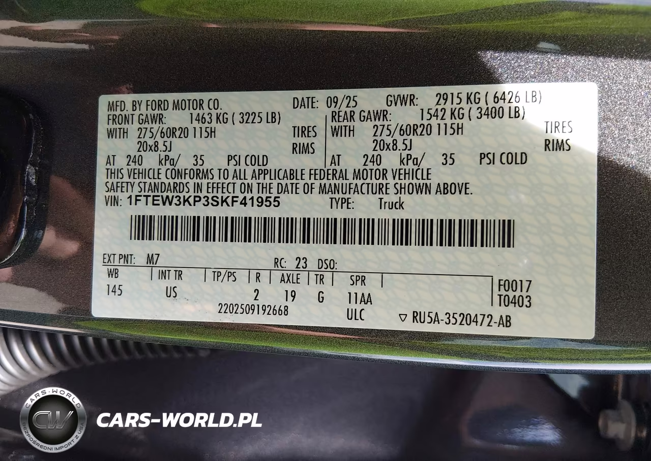2025 Ford F-150 Xlt VIN:1FTEW3KP3SKF41955 - 9
