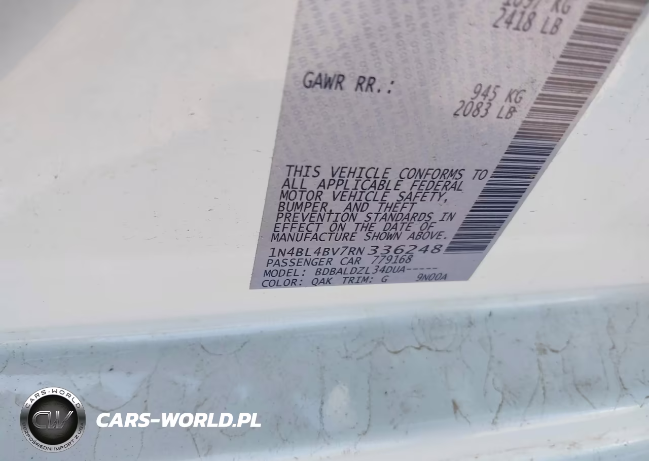 2024 Nissan Altima S Fwd VIN:1N4BL4BV7RN336248 - 9