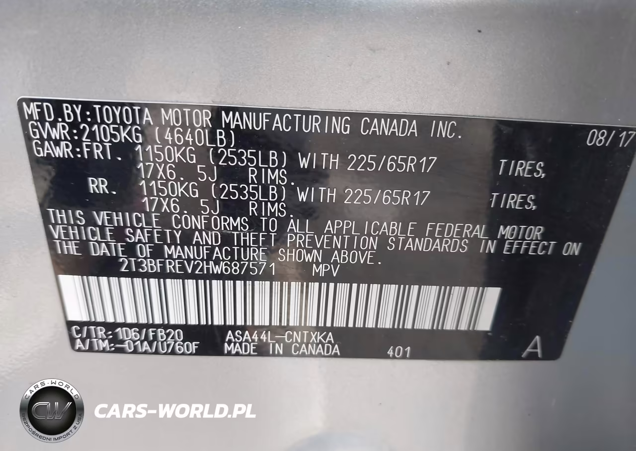 2017 Toyota Rav4 Le VIN:2T3BFREV2HW687571 - 9