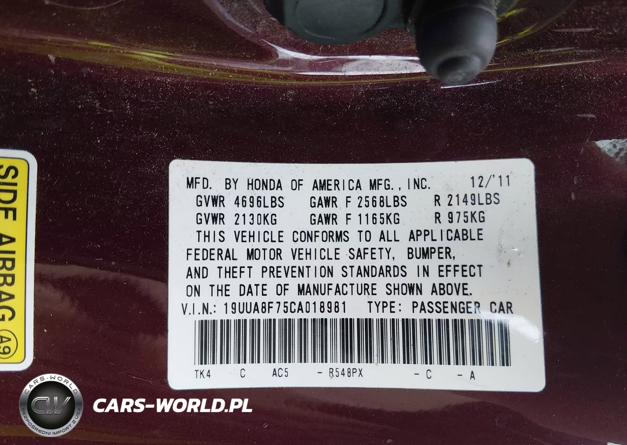 2012 Acura Tl 3.5 VIN:19UUA8F75CA018981 - 9