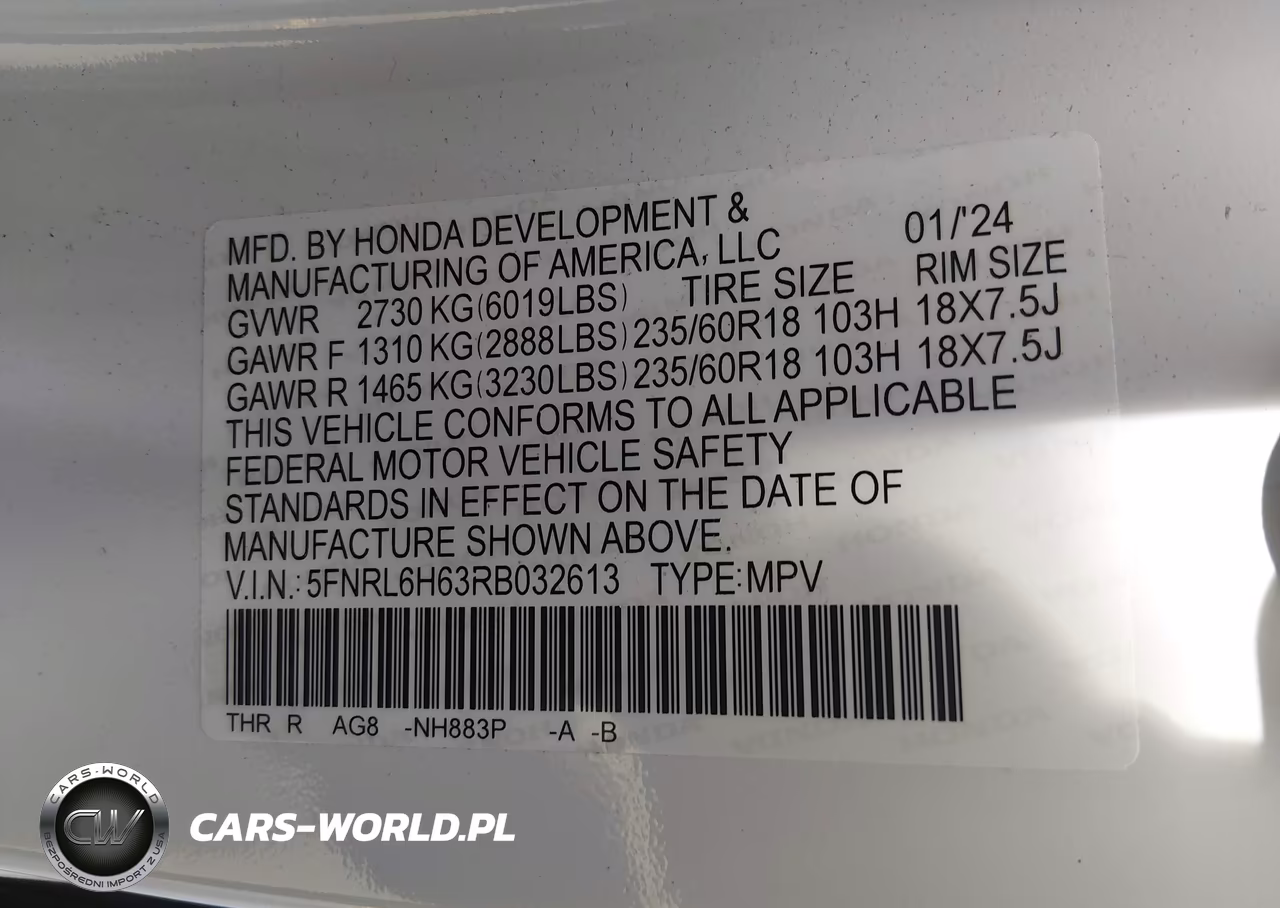 2024 Honda Odyssey Ex-L VIN:5FNRL6H63RB032613 - 9