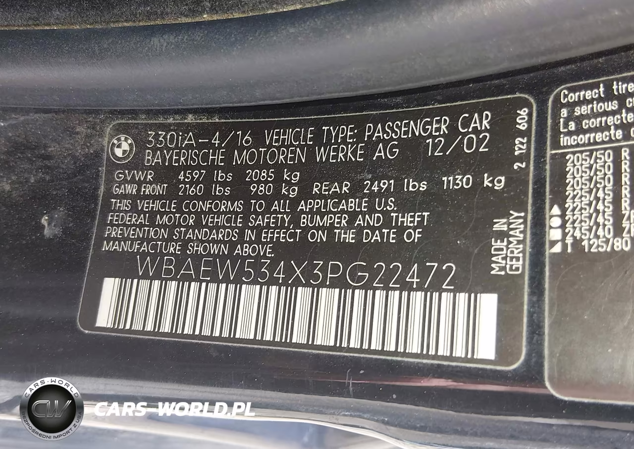 2003 BMW 330 Xi VIN:WBAEW534X3PG22472 - 9