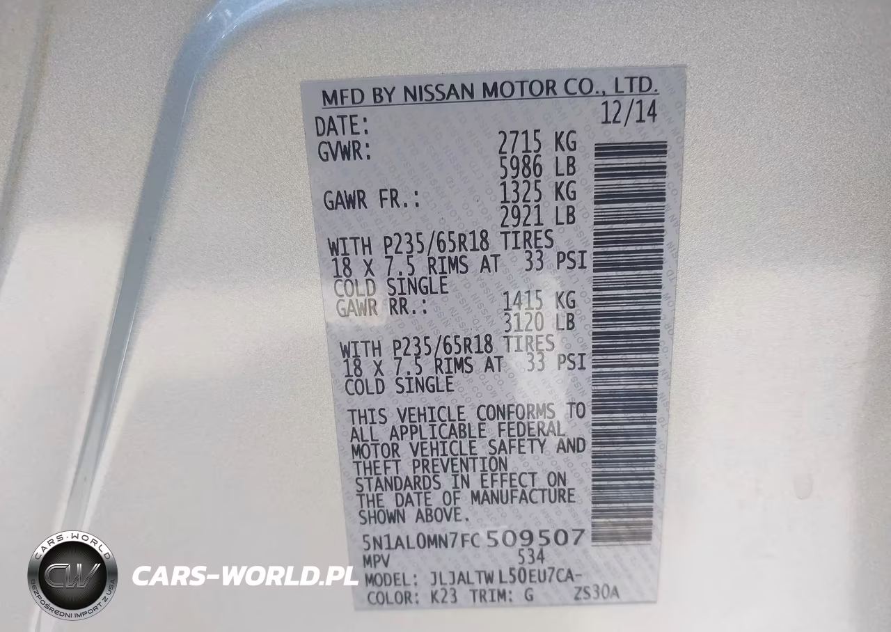 2015 Infiniti Qx60 VIN:5N1AL0MN7FC509507 - 9