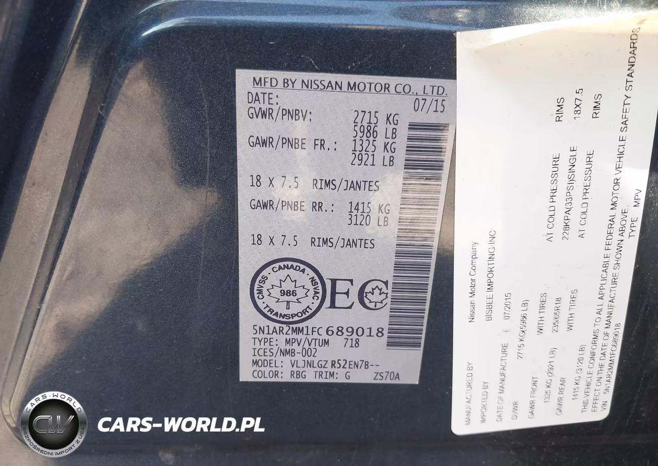2015 Nissan Pathfinder Platinum-S-Sl-Sv VIN:5N1AR2MM1FC689018 - 9