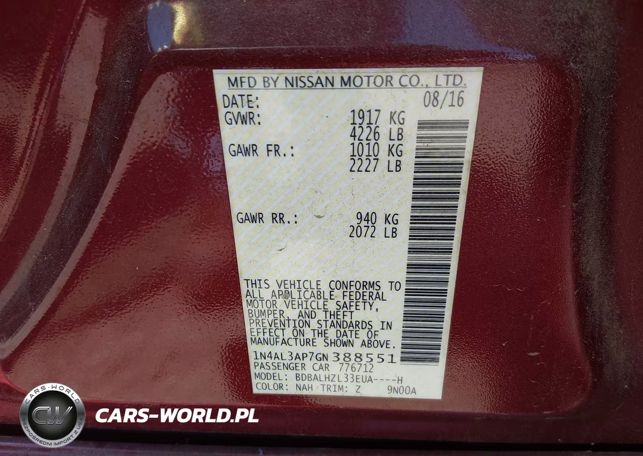 2016 Nissan Altima 2.5 Sr VIN:1N4AL3AP7GN388551 - 9