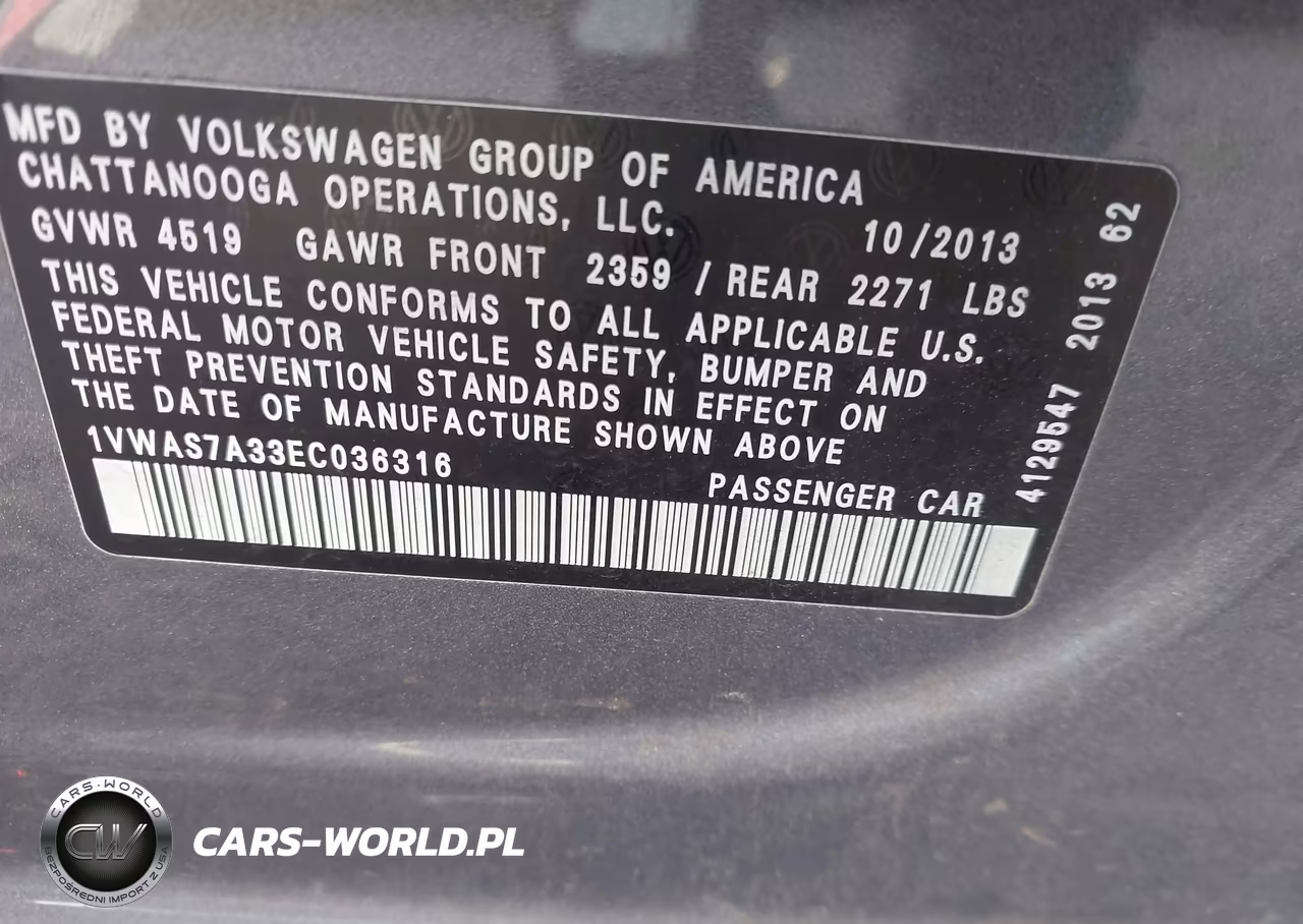 2014 Volkswagen Passat 1.8T Wolfsburg Edition VIN:1VWAS7A33EC036316 - 9