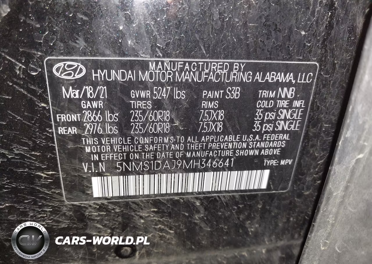 2021 Hyundai Santa Fe Se VIN:5NMS1DAJ9MH346641 - 9