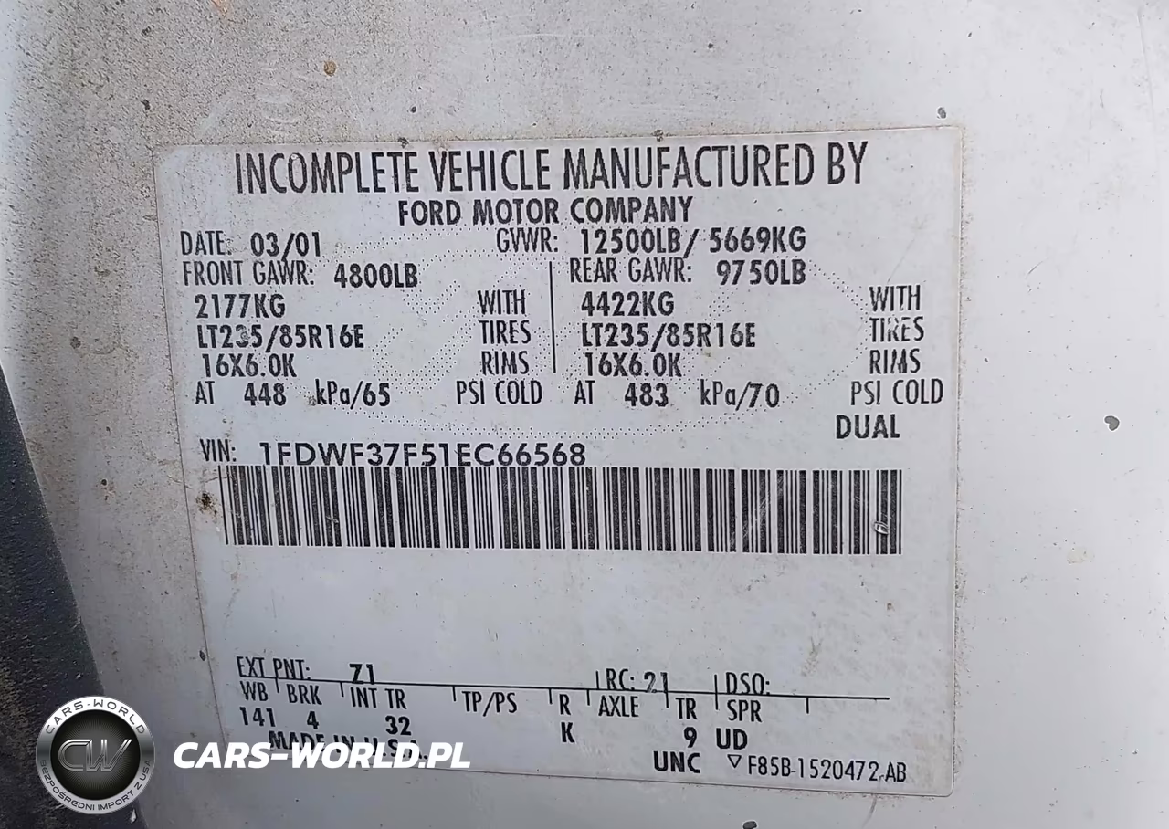 2001 Ford F-350 Xl-Xlt VIN:1FDWF37F51EC66568 - 8