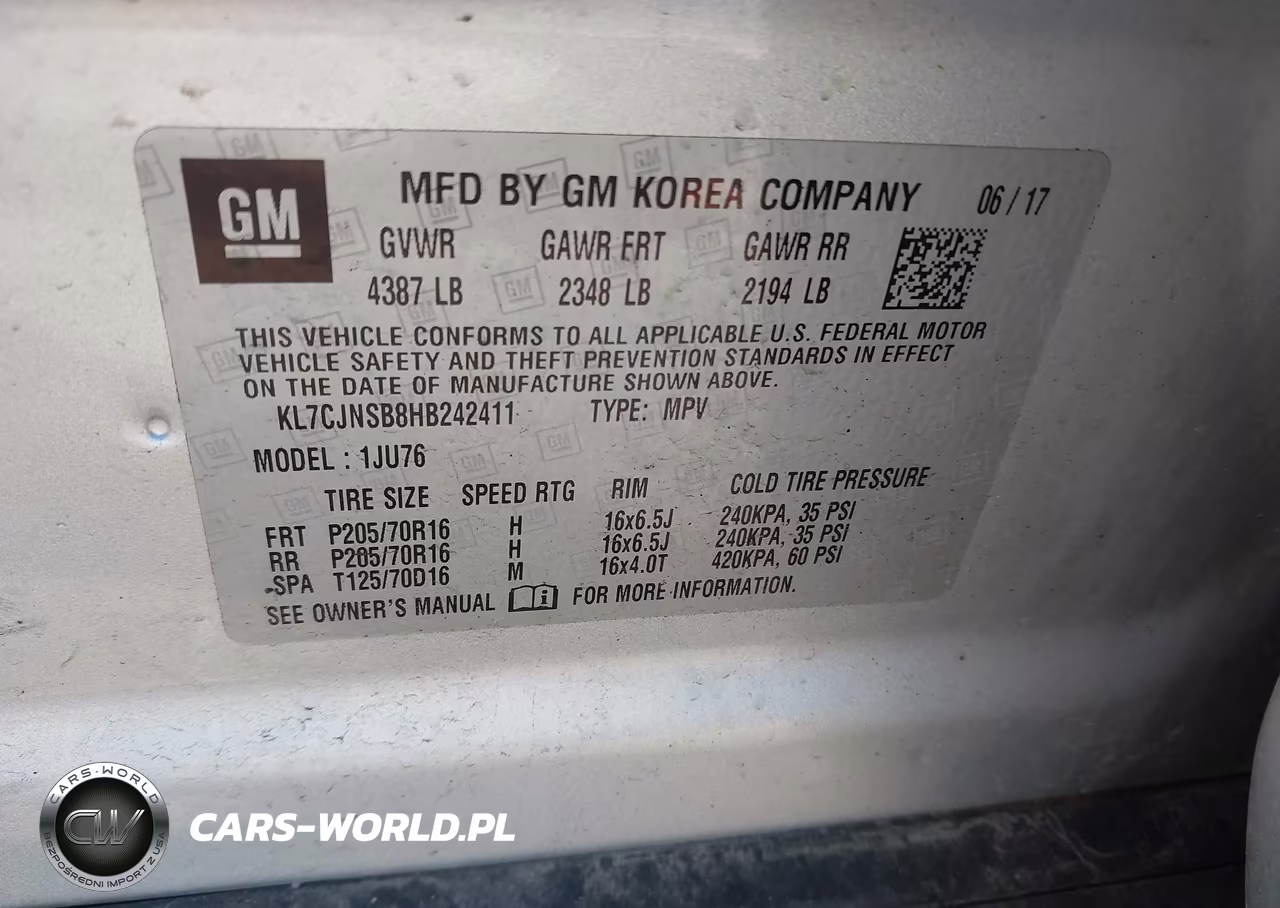 2017 Chevrolet Trax Ls VIN:KL7CJNSB8HB242411 - 9